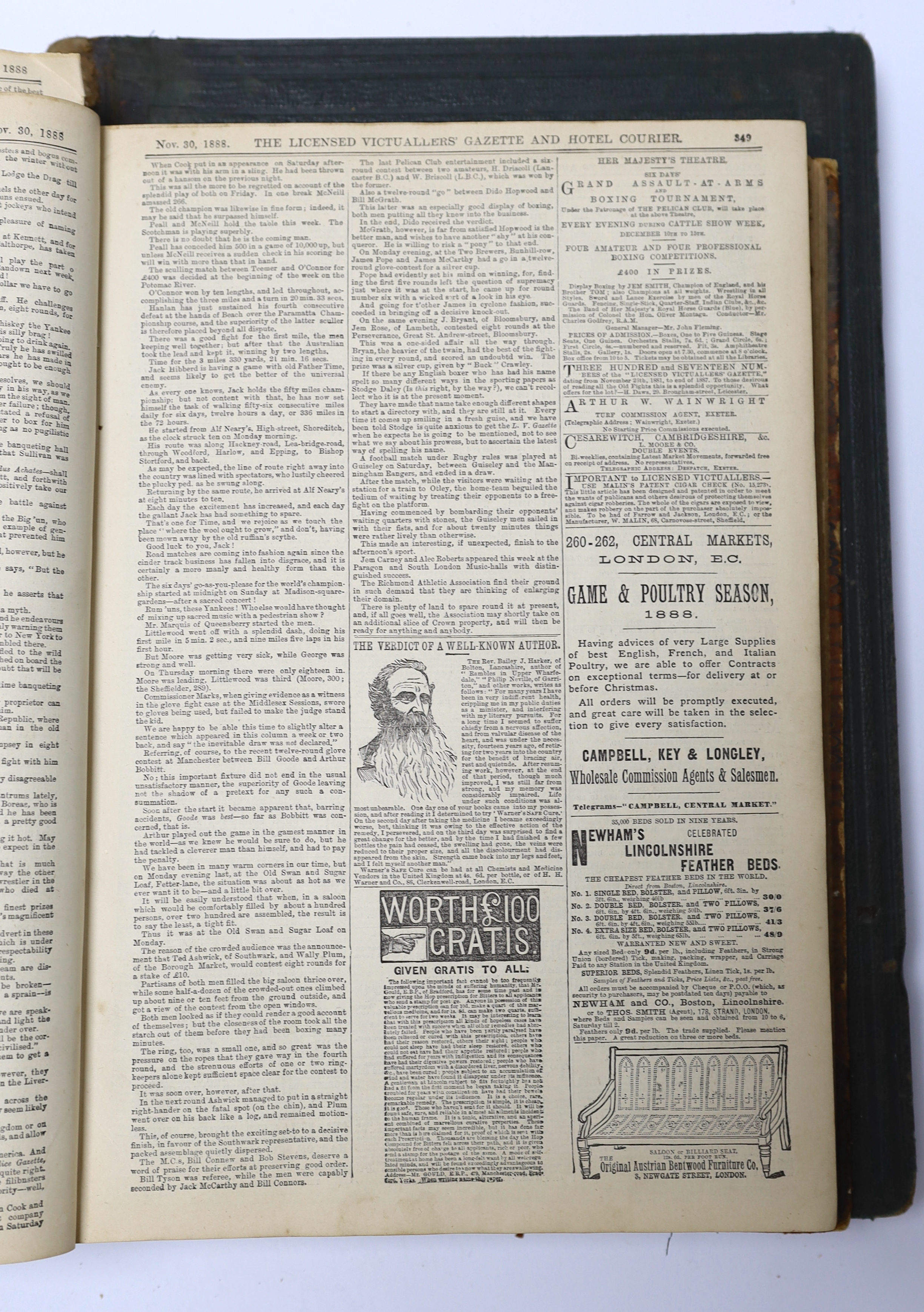Bound volumes: Illustrated Times 1860, Licensed Victuallers Gazette 1888, The Royal Gallery of Art Vol 3